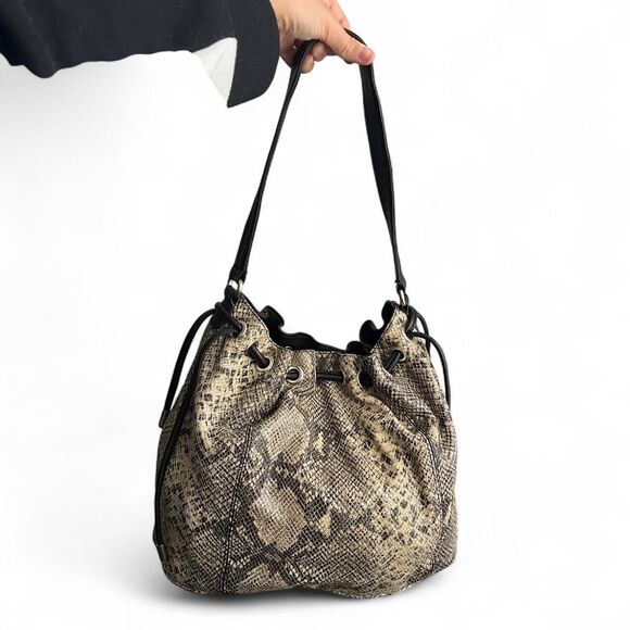 Banana Republic Snakeskin Print Drawstring Shoulder Bag - Picture 4 of 7